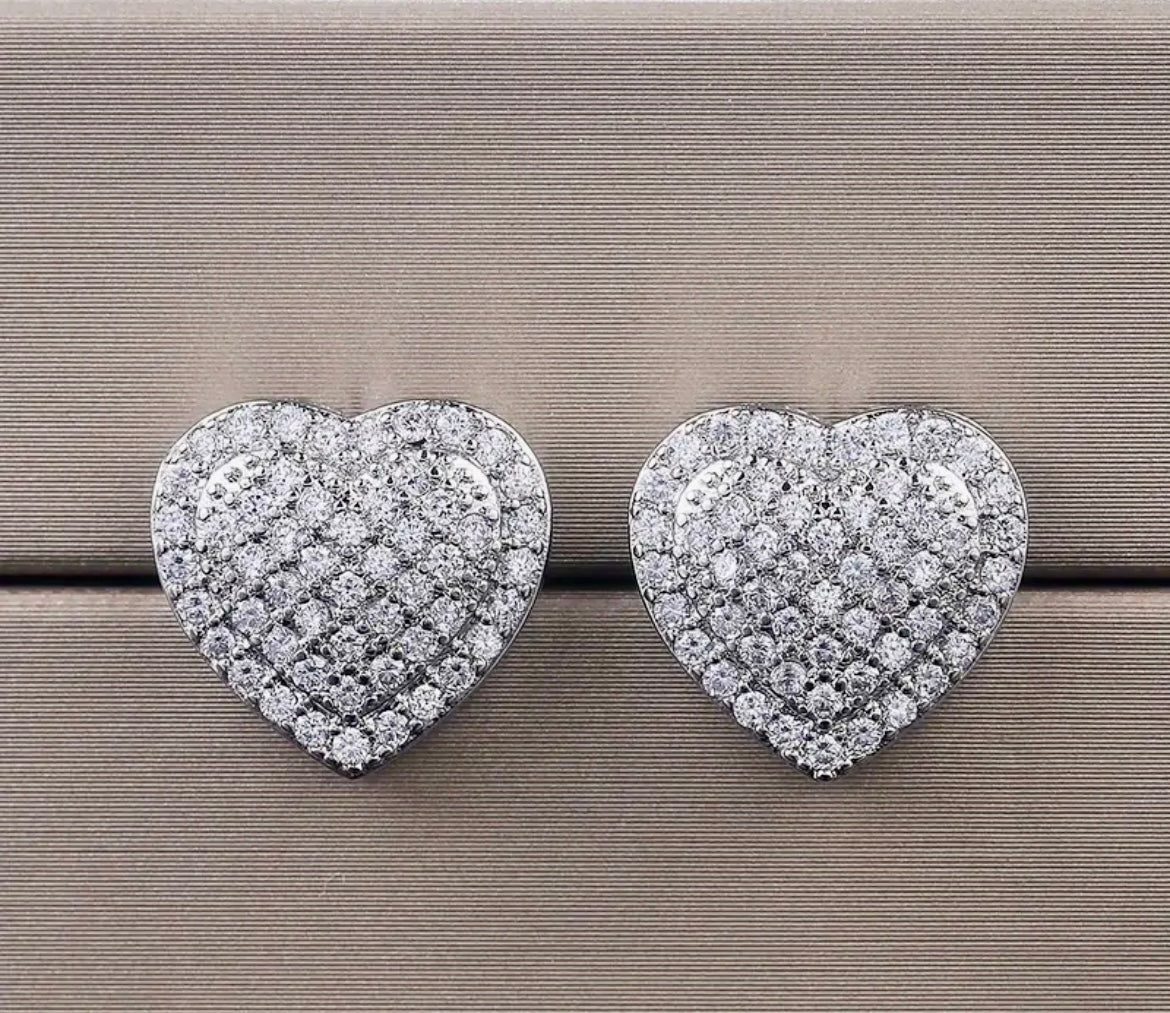 “Heart Studded” silver earrings