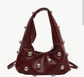 “Push my Buttons” burgundy crossbody bag