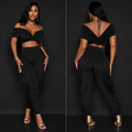 “Midnight Muse Draped Pant Set” black