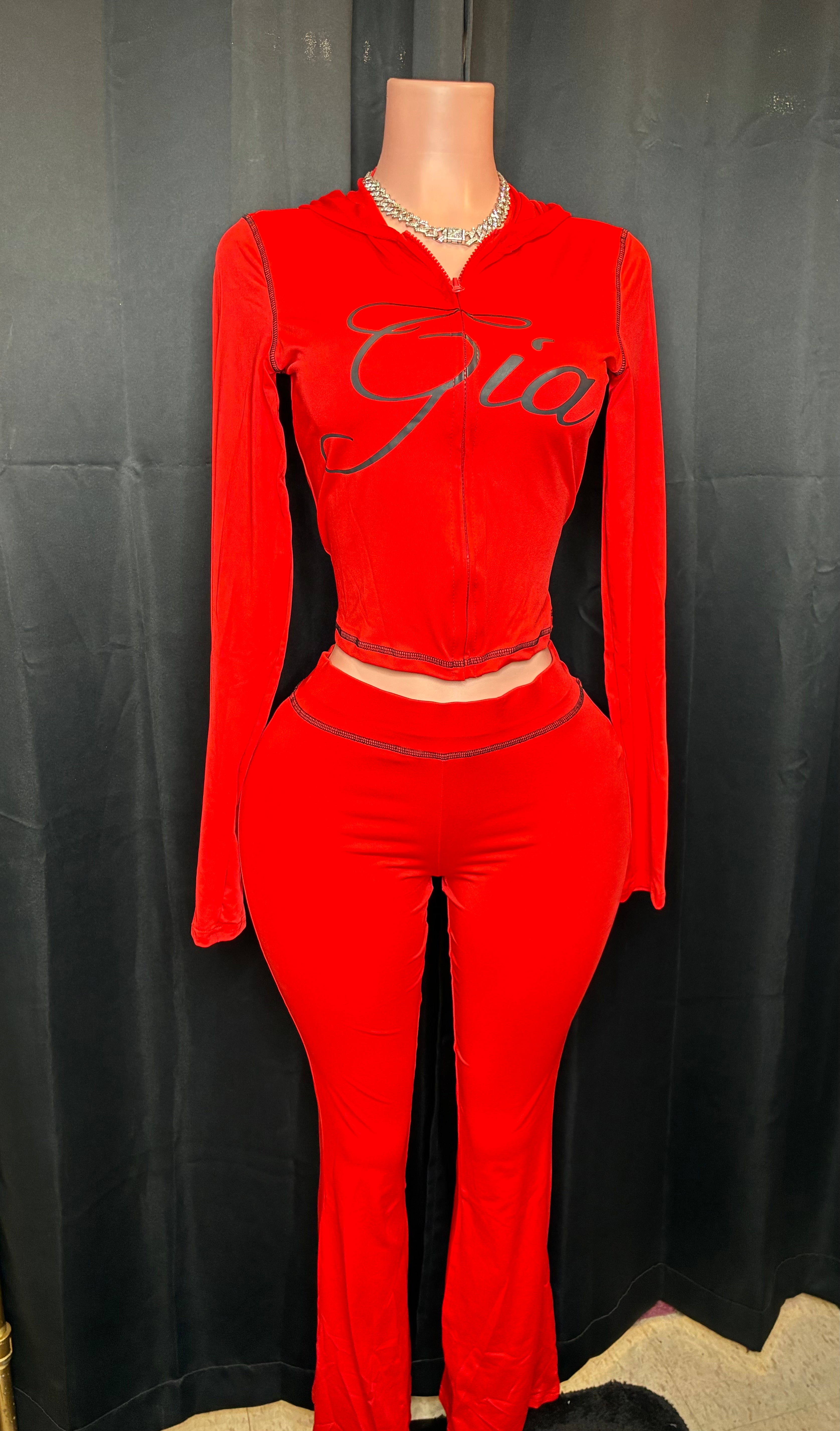 “Gia Gang” red/black two piece set
