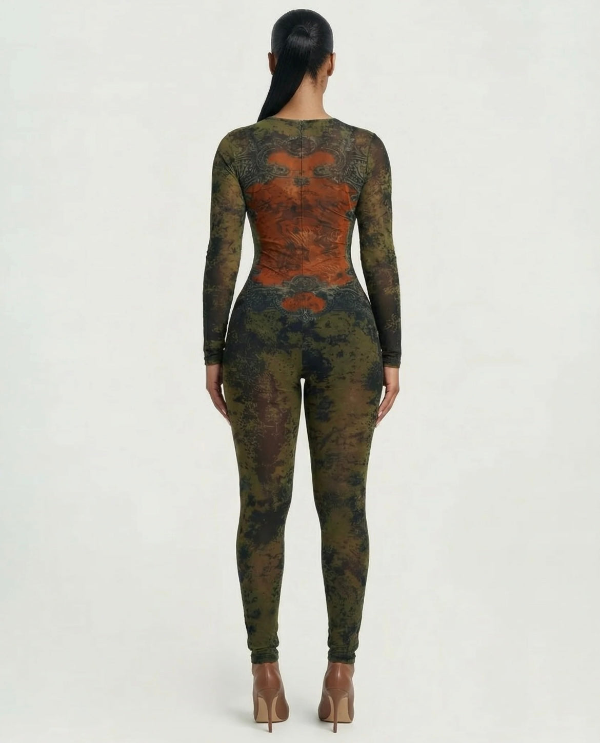 “Body language Only” reddish,olive, black jumpsuit