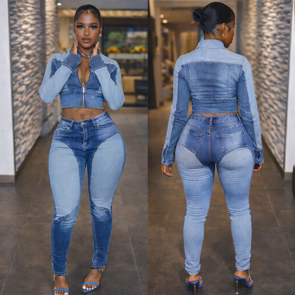 “Money Moves” denim pant set