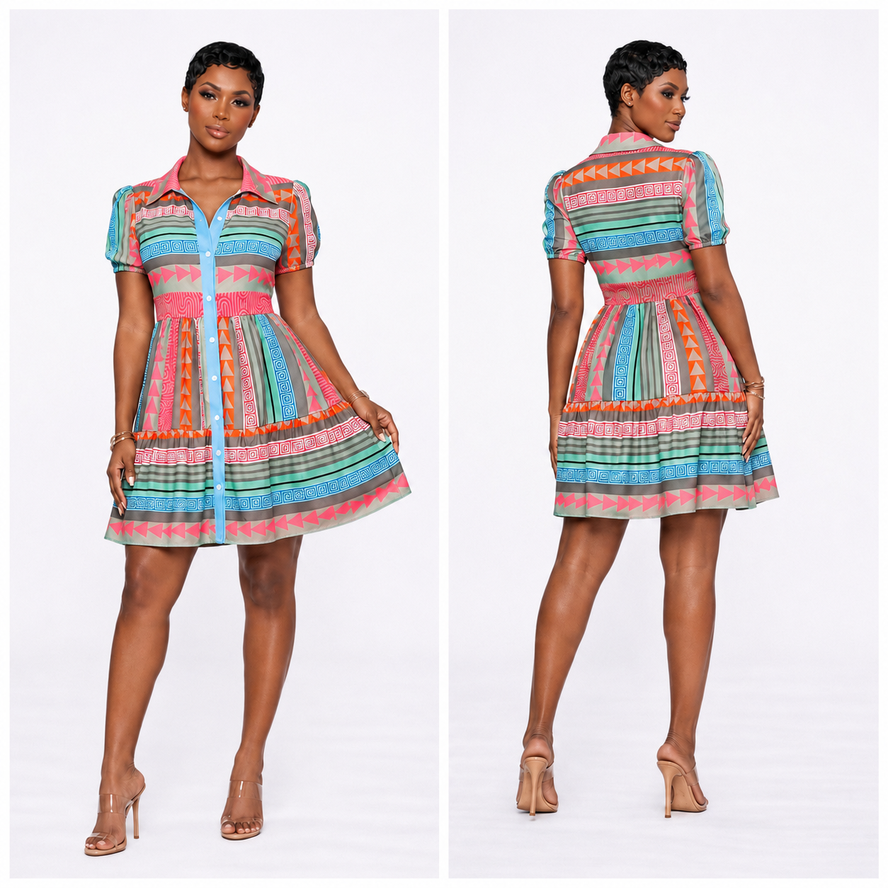 “Pastel Paradise Babydoll Dress” - multicolor