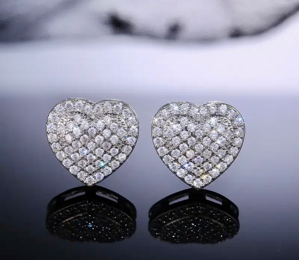 “Heart Studded” silver earrings