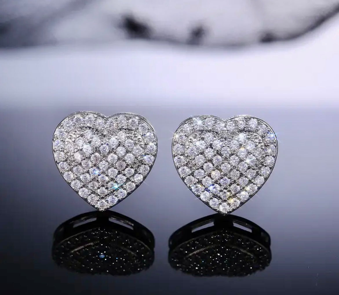 “Heart Studded” silver earrings