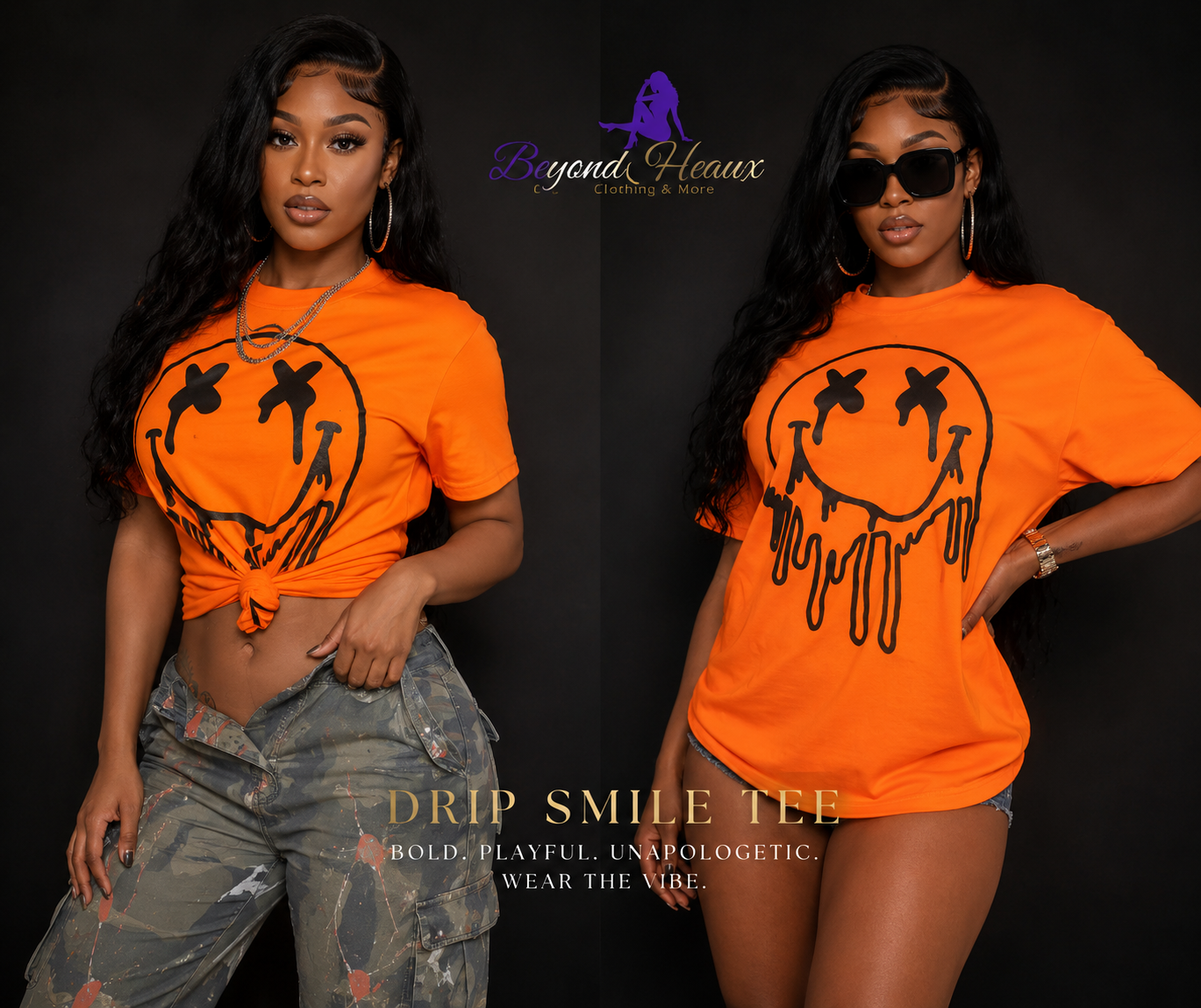 “Drip Smile Graphic Tee – Orange”