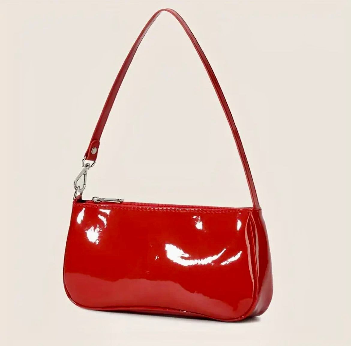 “Red Alert” Patent shoulder bag