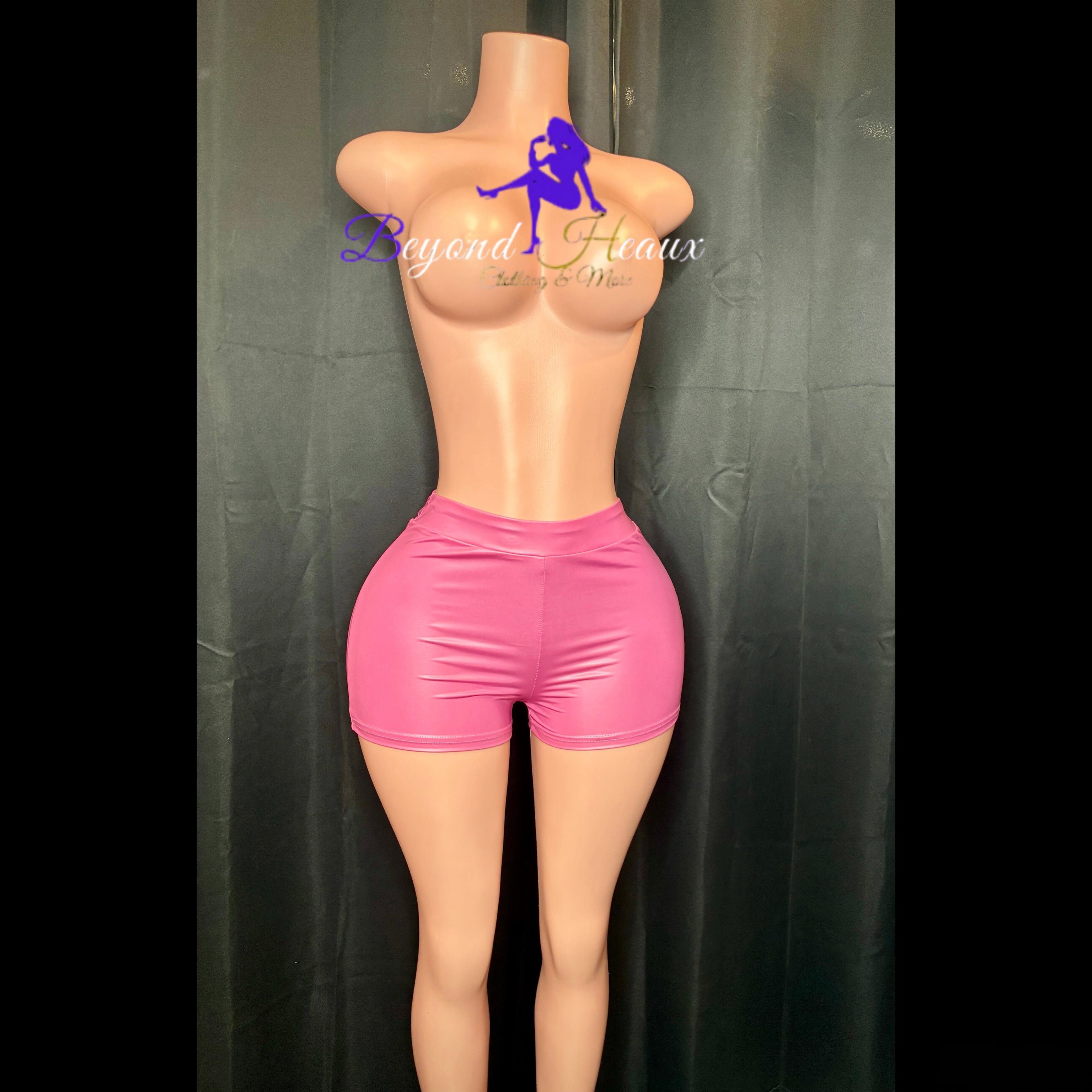 “Those Pink” faux Leather shorts