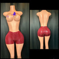 “SnakeSkin” burgundy leather shorts