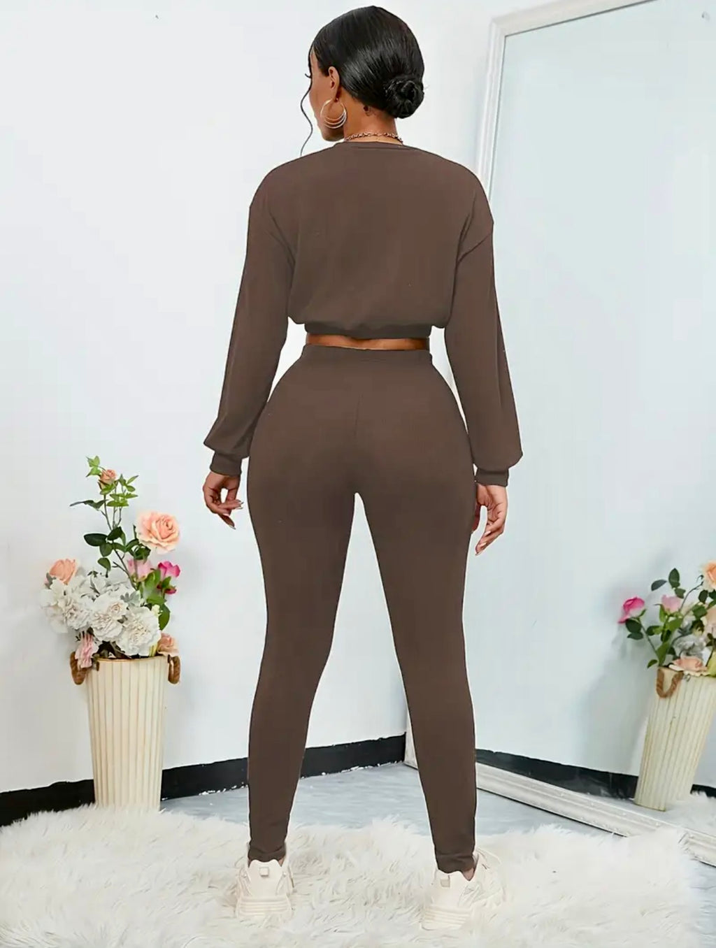 “The Original Energy” brown/white 2 piece set