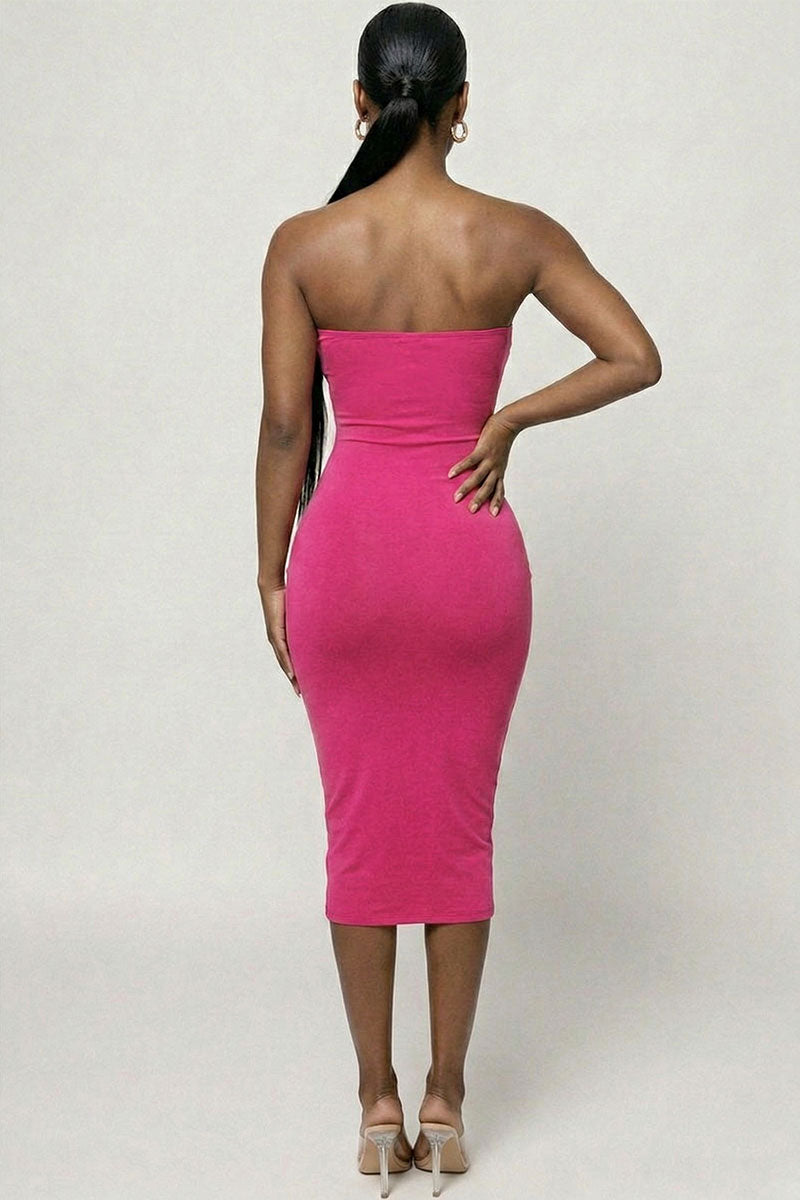 “ Pink Obsession Tube Midi Dress”- pink