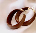 “Coffee Me Please” brown hoop leather earrings