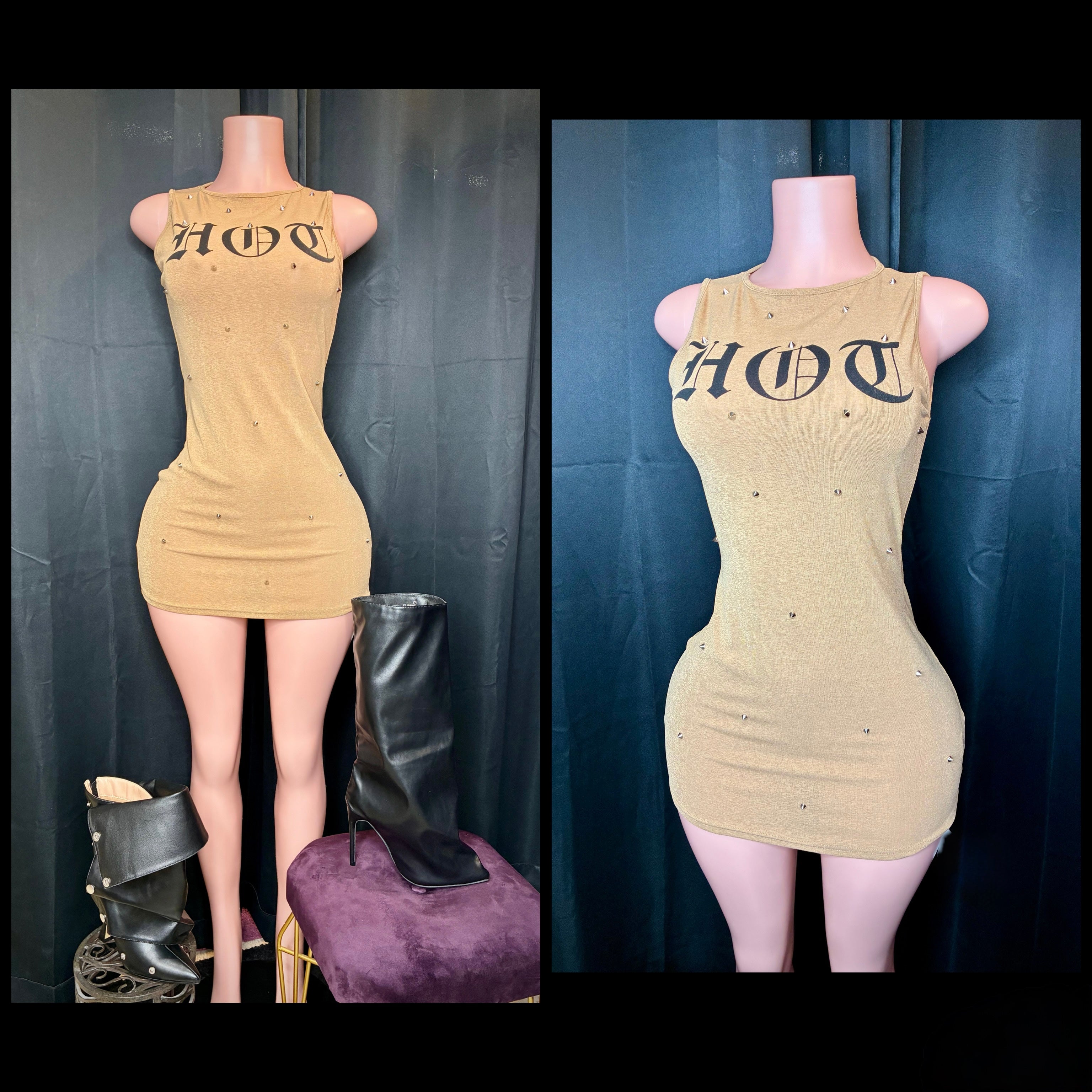 “Too Hot” tan mini dress