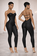 “Midnight Energy” Bustier Bodycon Jumpsuit – Black