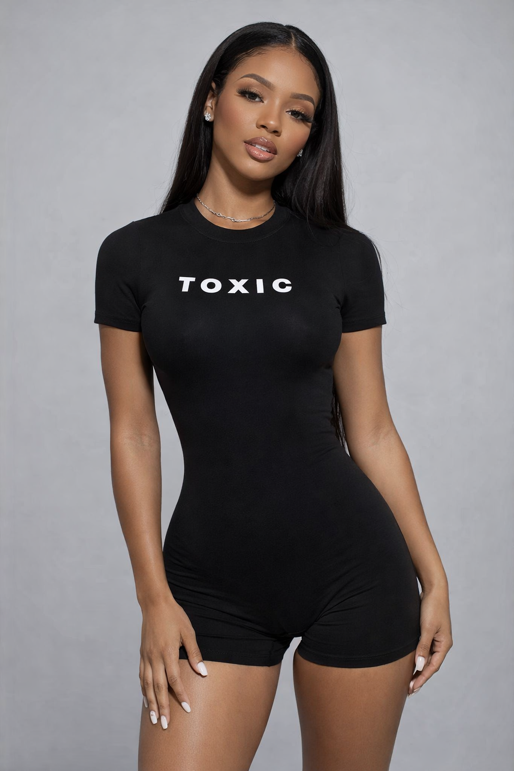 “Certified Toxic Romper” black & white