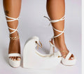 “Frost” white chunky heel