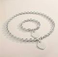 “V-day Love” necklace & bracelet set silver