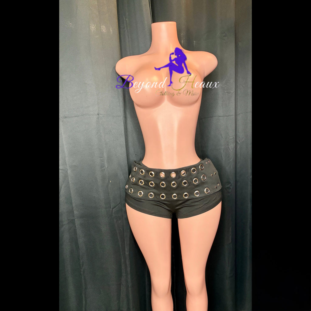 “Is it Heaux or Holes” mini black shorts