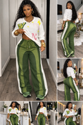 “Olive Green” Waterfall Wide-leg pants