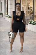 “Main Character Energy” high waist short set- black