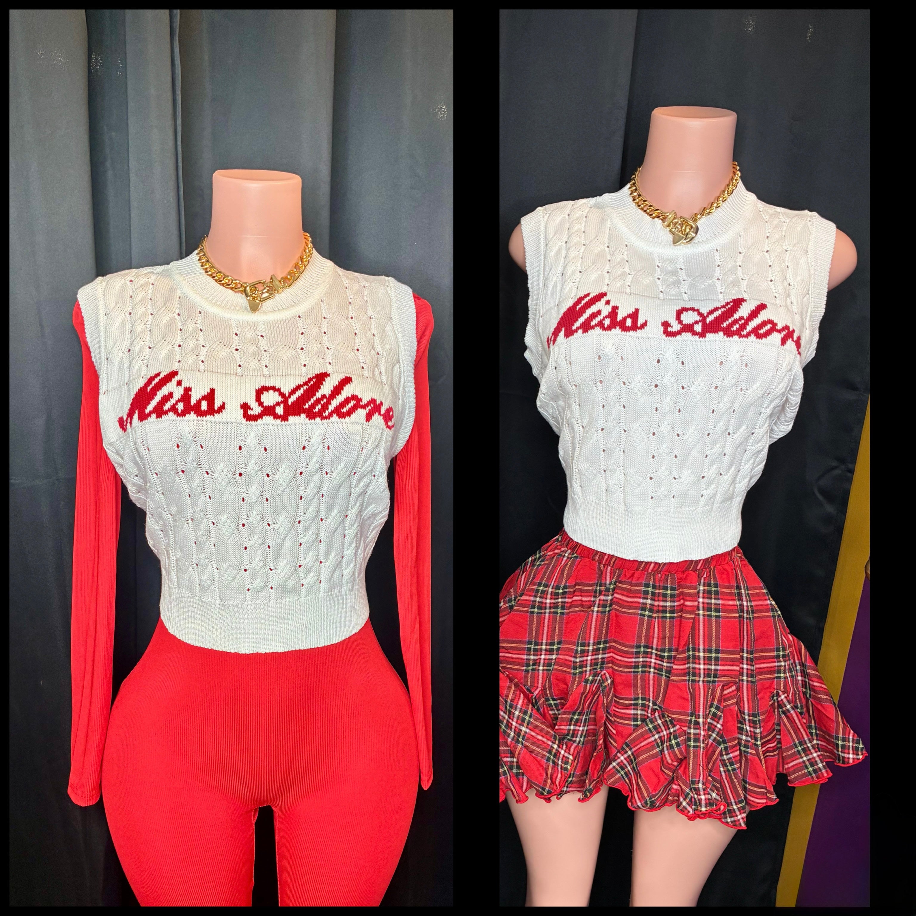 “Just Adore Me” white/red VEST
