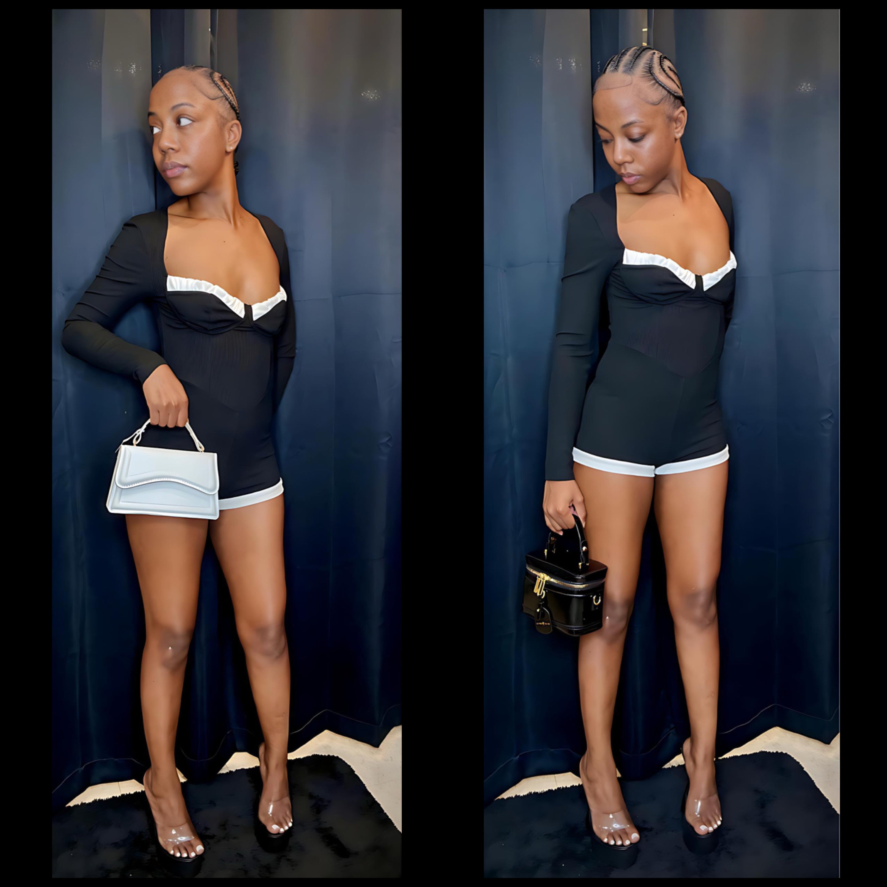 “Heauxllywood Nights” black & white Romper