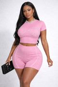 “Pretty in Pressure” pink & white two piece set