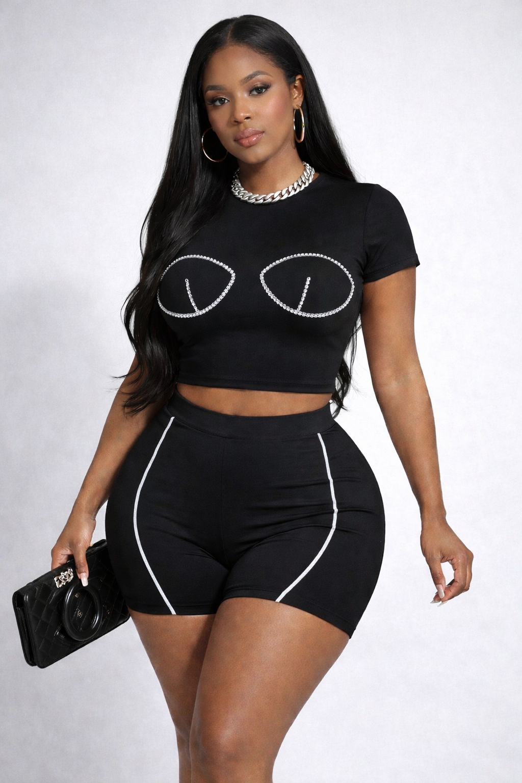 “Pressure in Noir” 2 piece black & white set