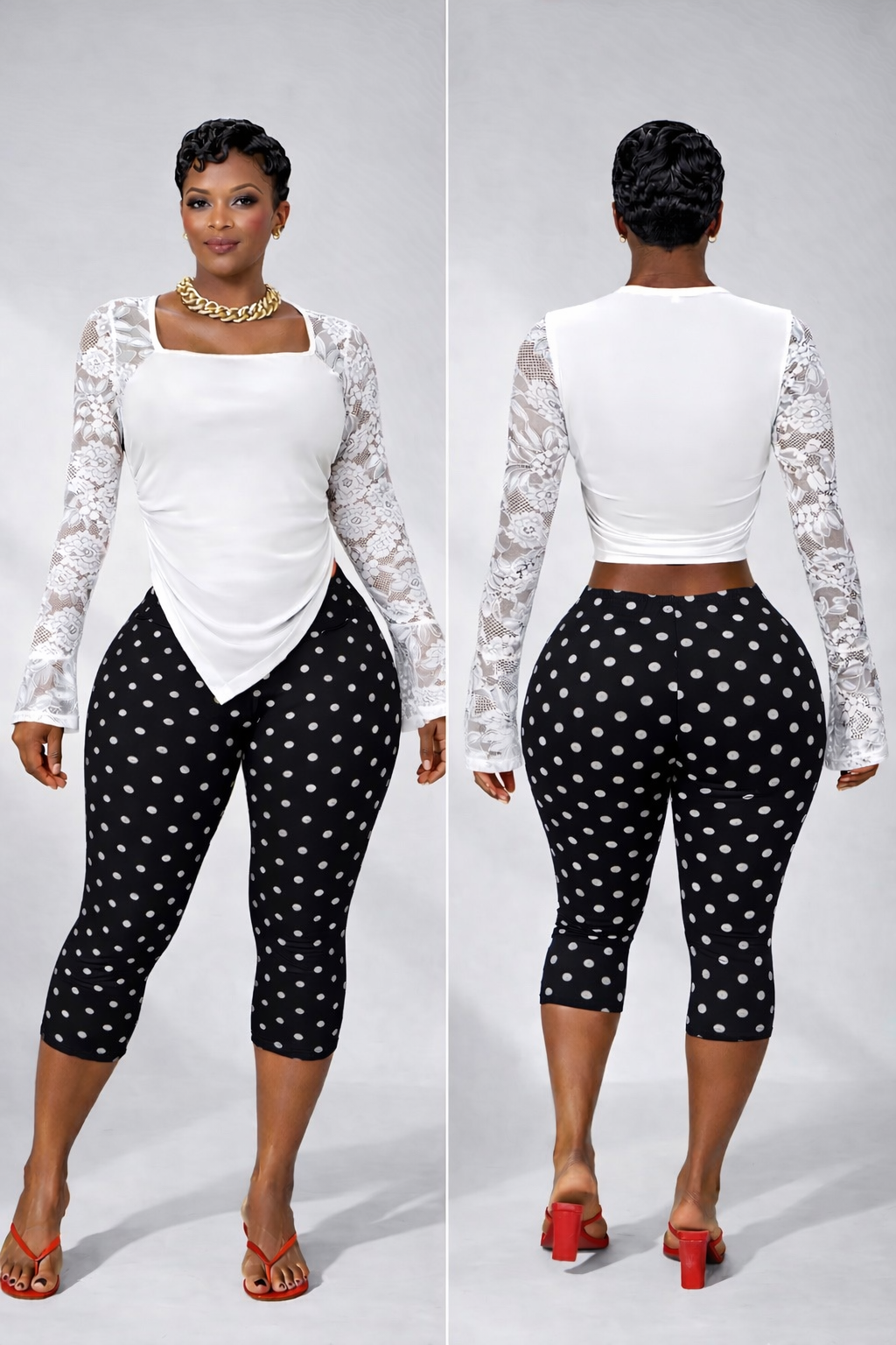 “Lace Affair” asymmetrical white TOP