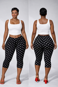 “Spot Me If You Can” black & white polka dot capri leggings (more sizes coming)