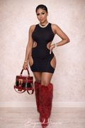 “Body Language Mini” black dress (entire look available)