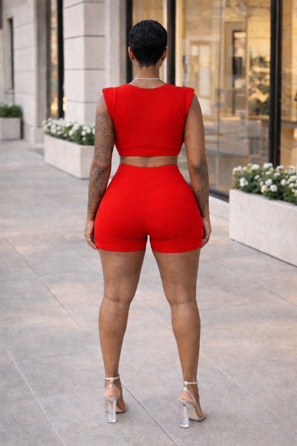 “Main Character Energy” high waist short set- Red