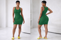 Beyond Heaux “Green Vibes” Ribbed Bodycon Dress- Green