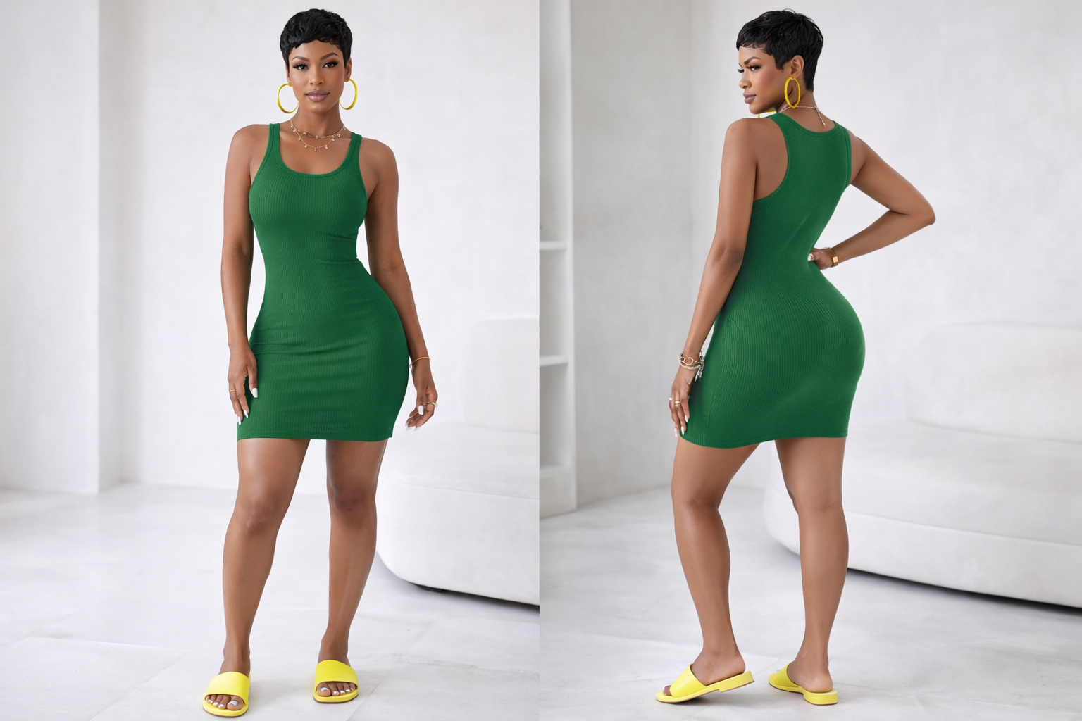 Beyond Heaux “Green Vibes” Ribbed Bodycon Dress- Green