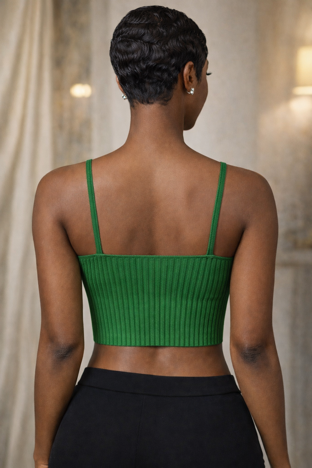 “Lucky Luxe” Ribbed Emerald Crop Tank- green