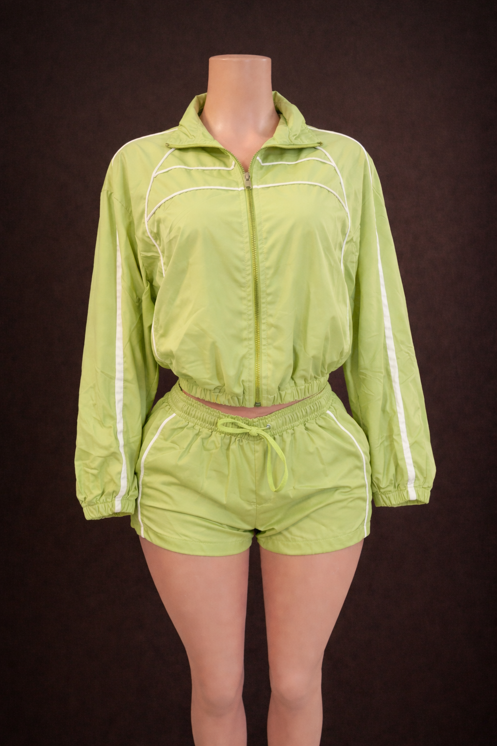 “Lucky Luxe Motion” Short Set- green & white
