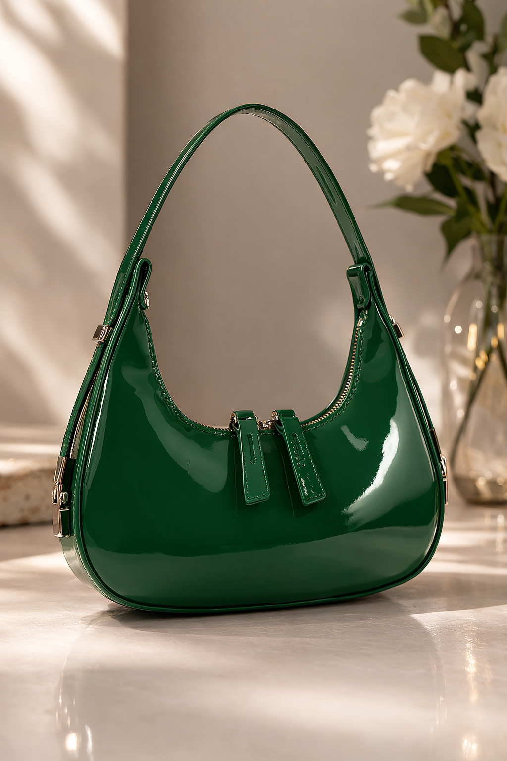 Emerald Envy Luxe Shoulder Bag- green