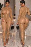 Beyond Heaux “Electric Energy” Sheer Lightning Jumpsuit – Khaki