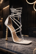 “White Seduction Pearl Heel” - White & Gold