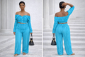 “Teal Temptation Pleated Luxe Set” - blue/ teal