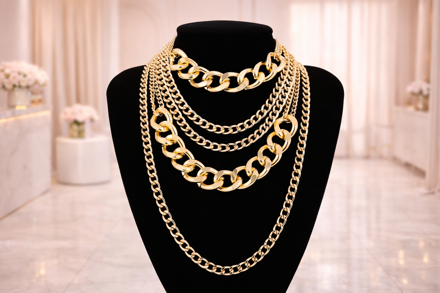 “Golden Pressure Layered Chain Set”- golden