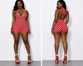 “Cherry Bomb Halter Romper”  -red & white