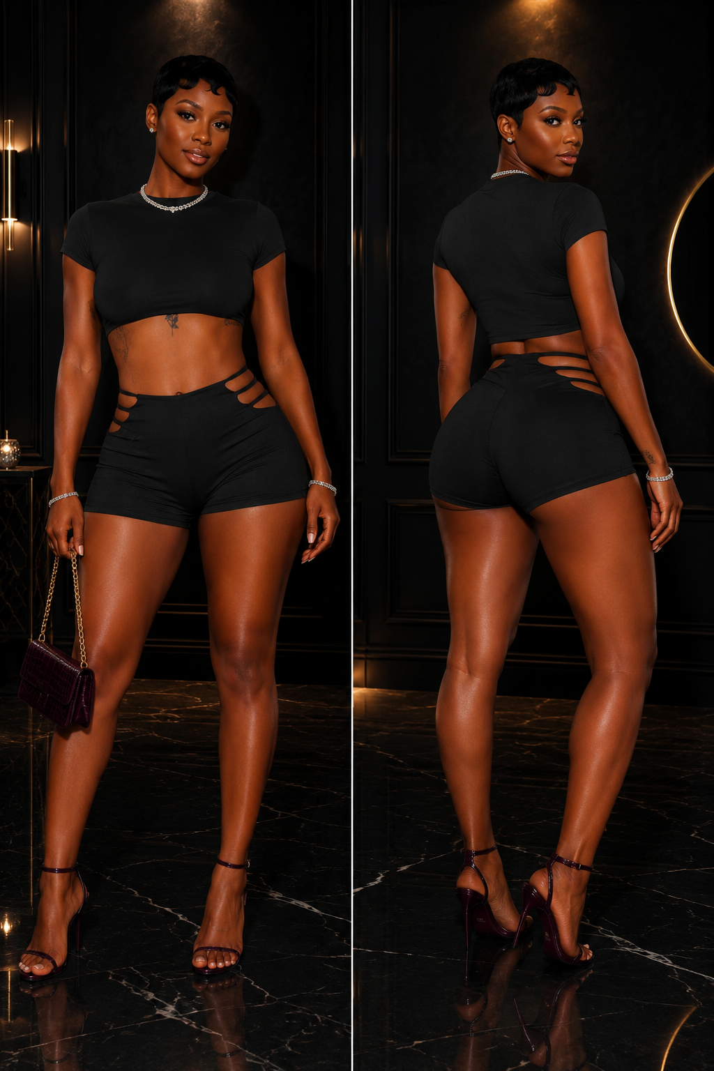 “Midnight Edge Short Set – Black”