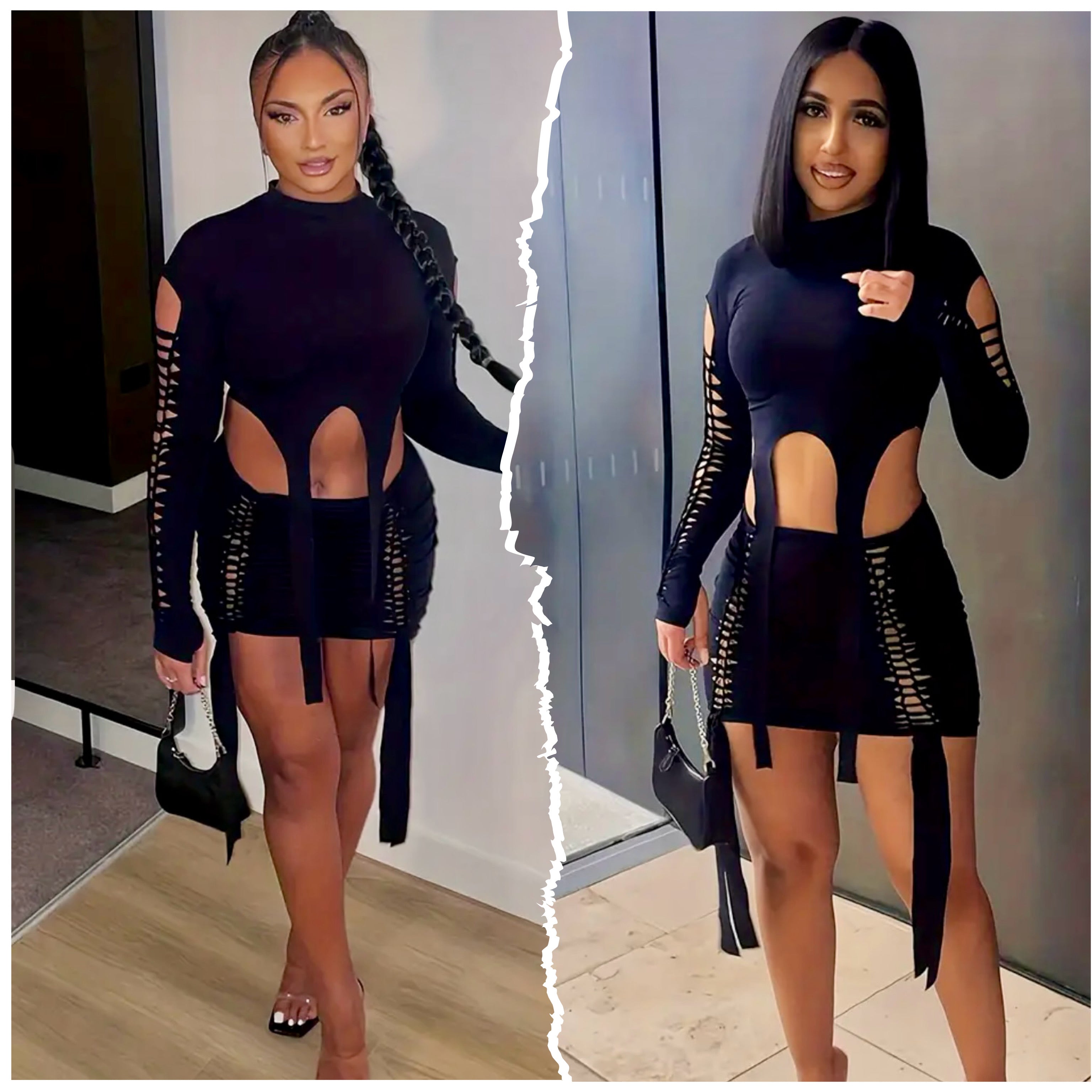 “Squeeze Me” black two piece skirt set